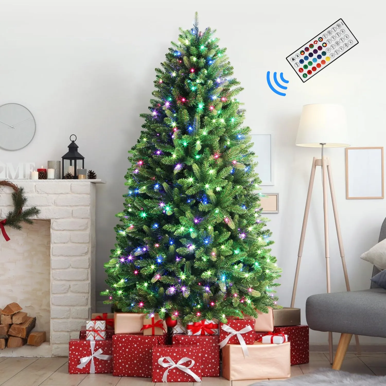 4ft Prelit Multi-Color RGB Lights Premium Artificial Hinged Full Christmas Tree with Remote Control