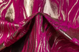 Abstract Metallic Italian Cloqué Brocade - Magenta