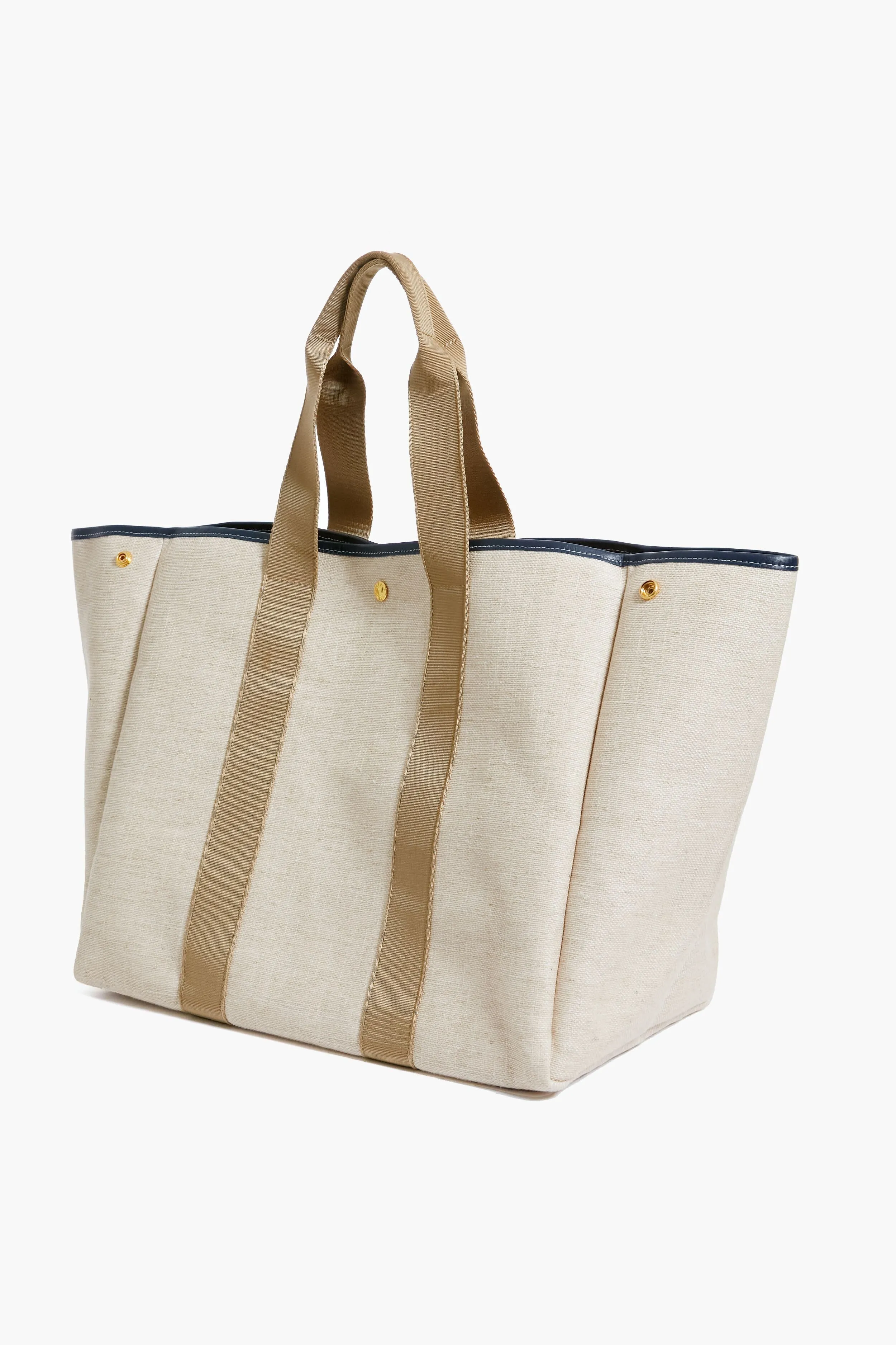 Beige Traversee L Linen Tote