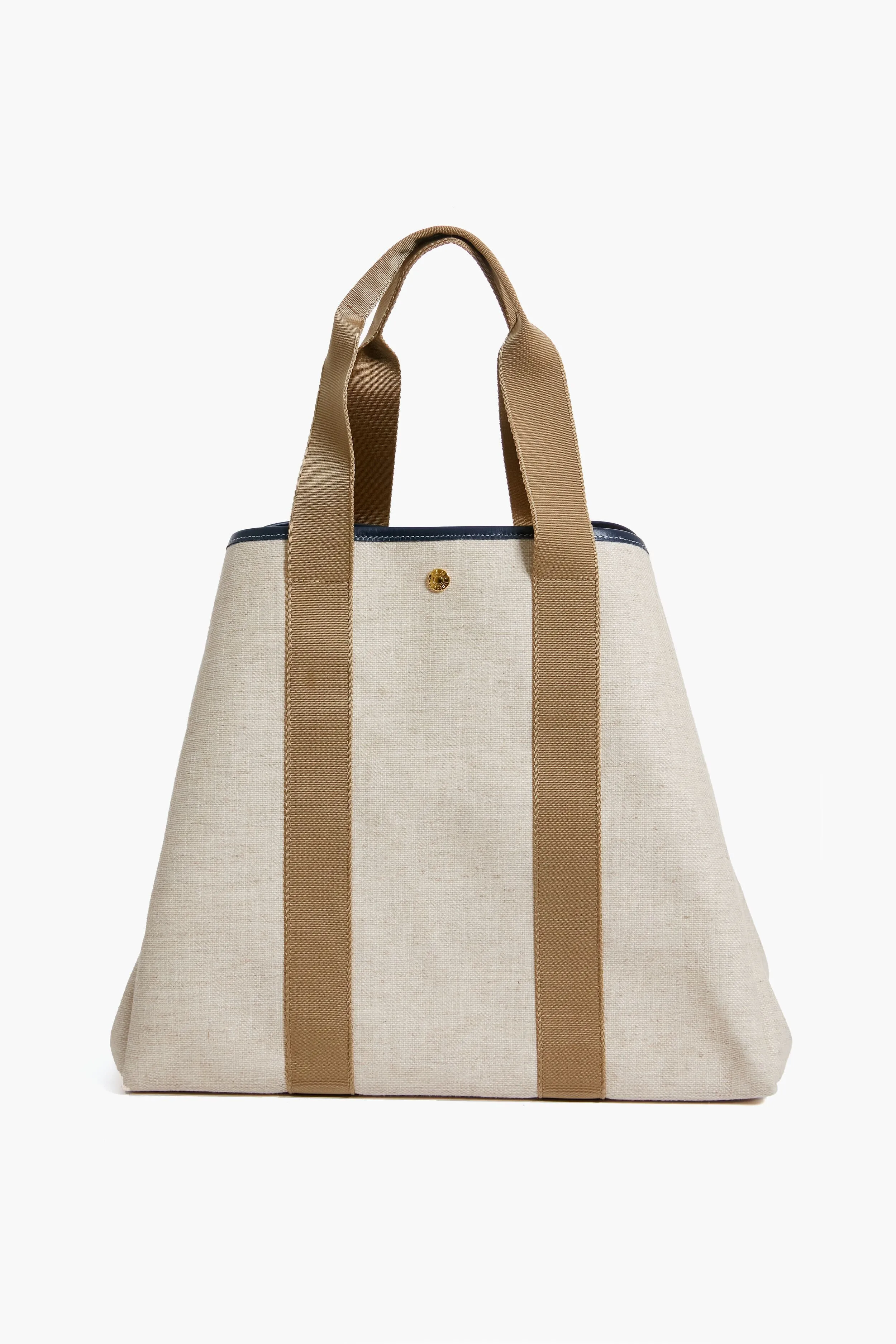 Beige Traversee L Linen Tote