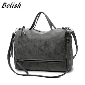 Bolish Brand Fashion Female Shoulder Bag Nubuck Leather women handbag Vintage Messenger Bag Motorcycle Crossbody Bags Women Bag