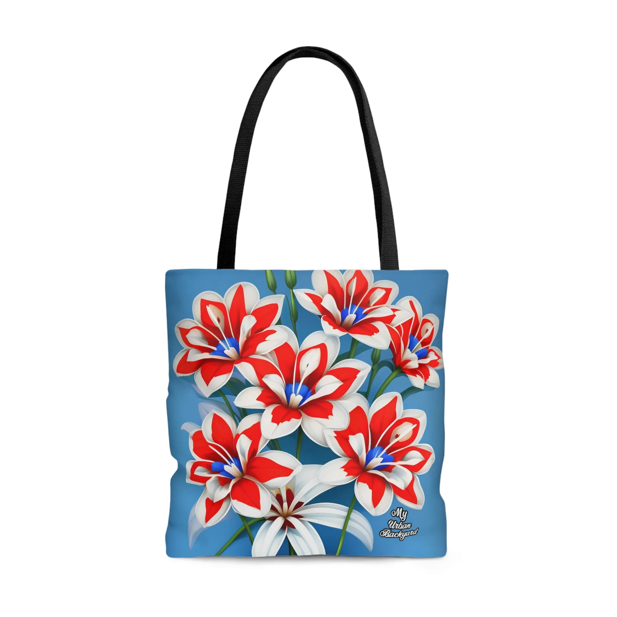 Bouquet of Red White and Blue Flowers, Tote Bag for Everyday Use - Durable and Functional