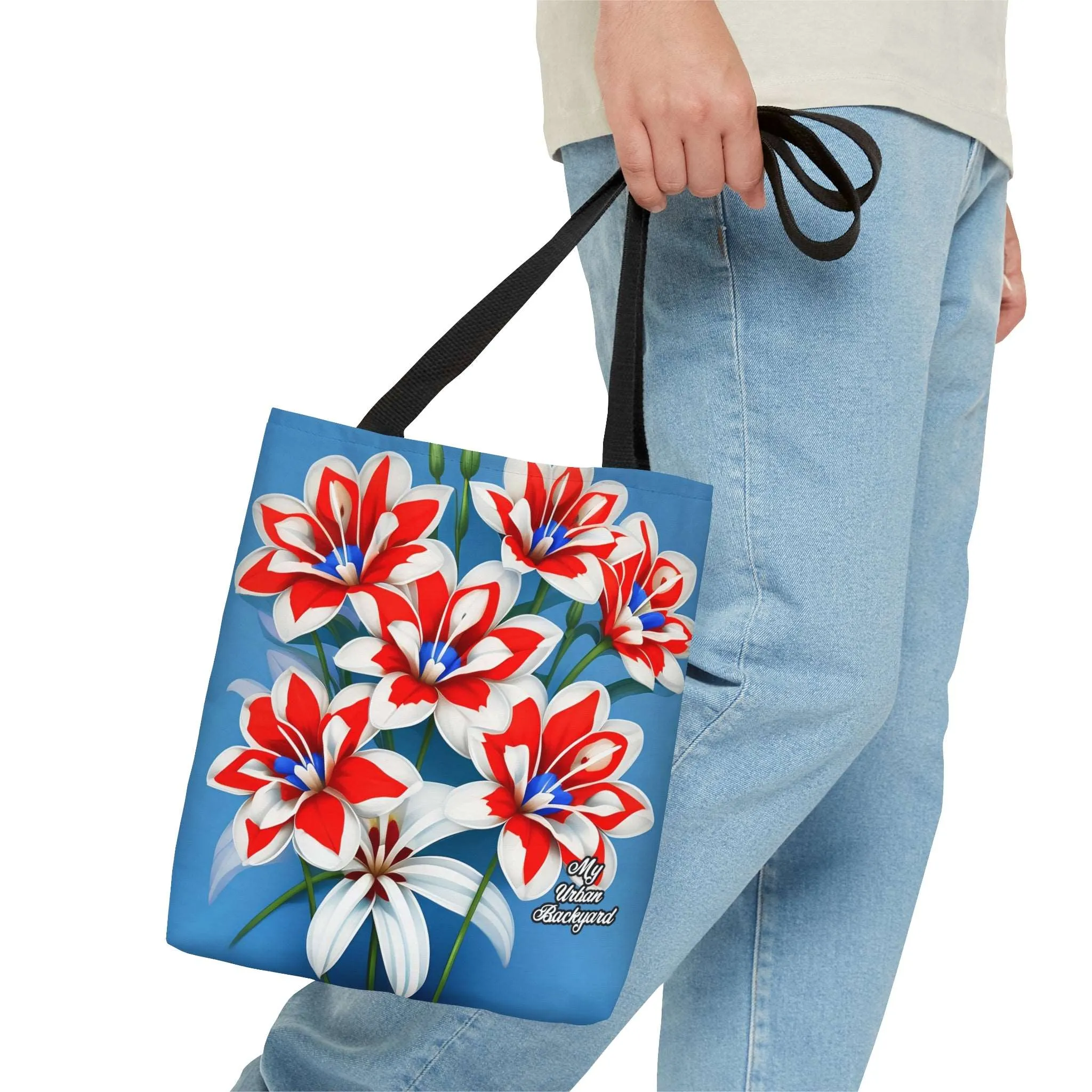 Bouquet of Red White and Blue Flowers, Tote Bag for Everyday Use - Durable and Functional