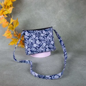 Bristlefront Everday sling Blue with White Flower Design