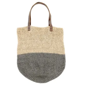 COLOR BLOCK JUTE TOTE