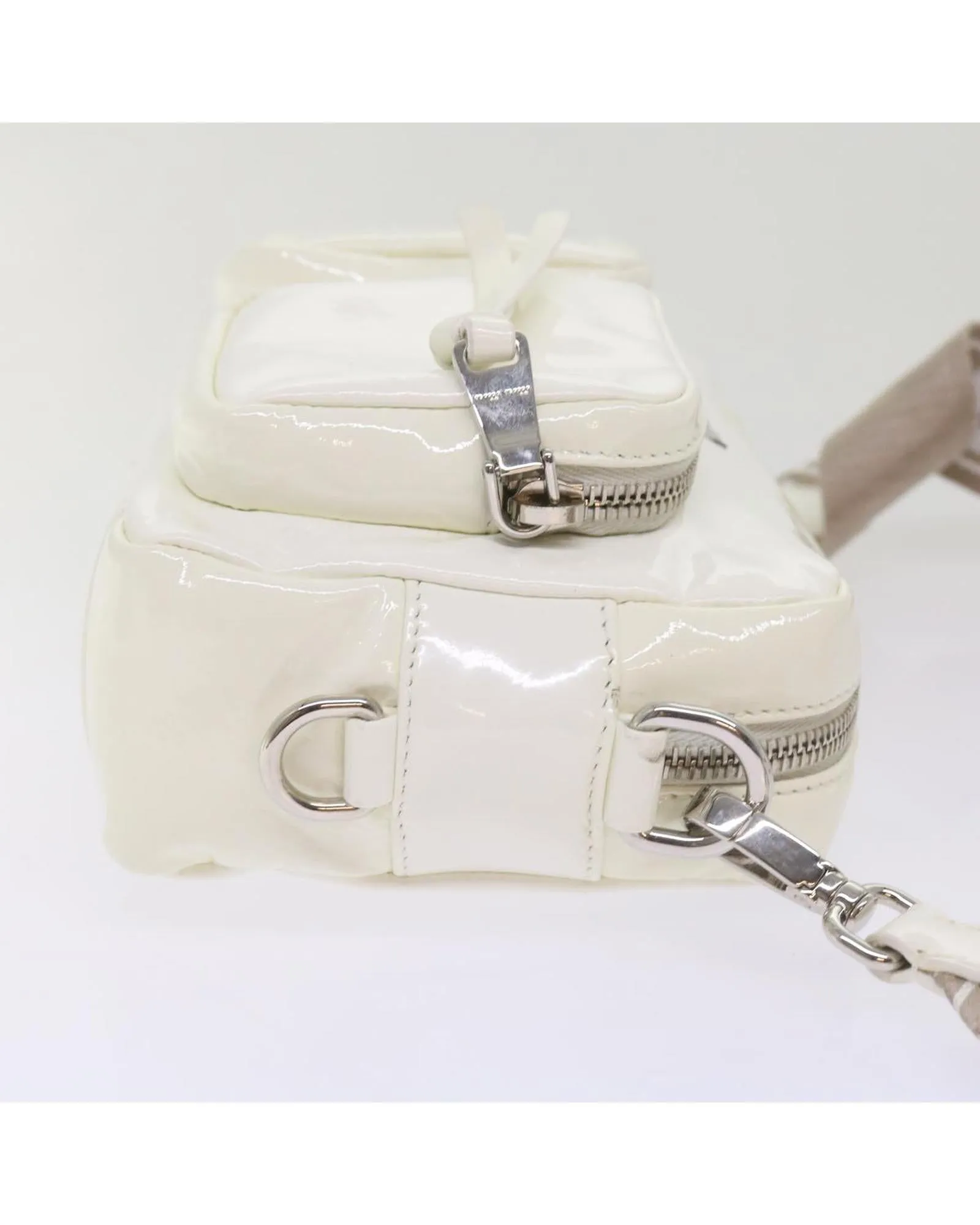 Enamel White Shoulder Bag by Miu Miu