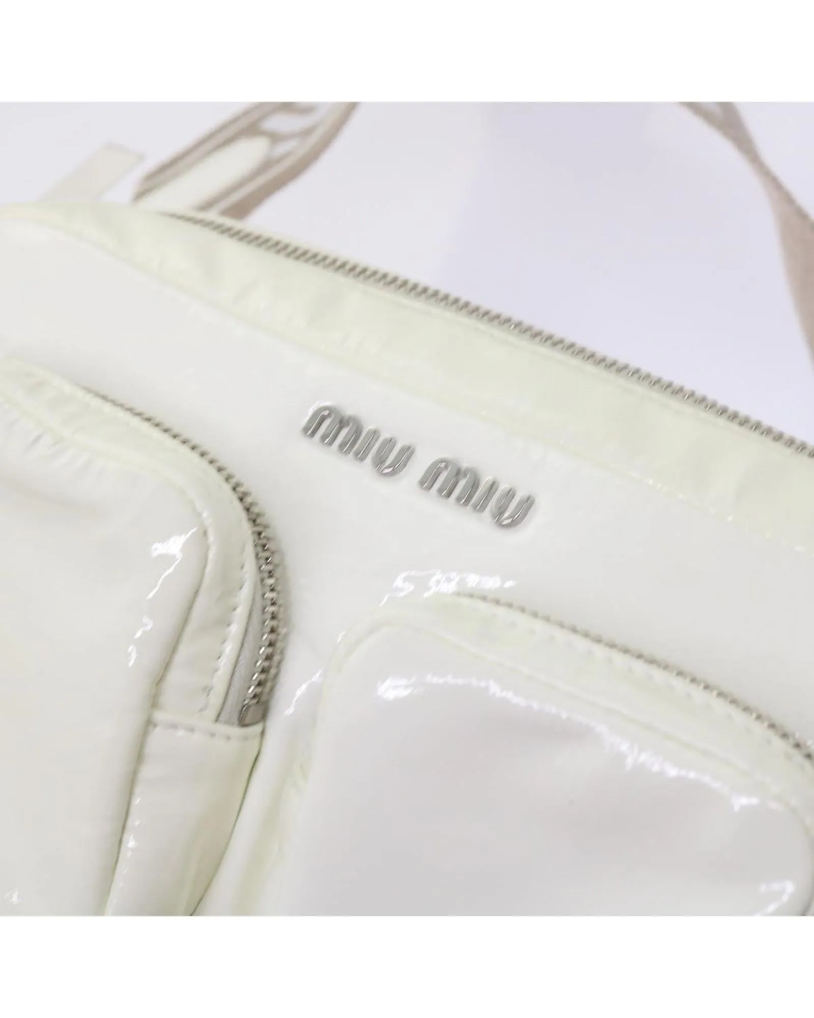 Enamel White Shoulder Bag by Miu Miu