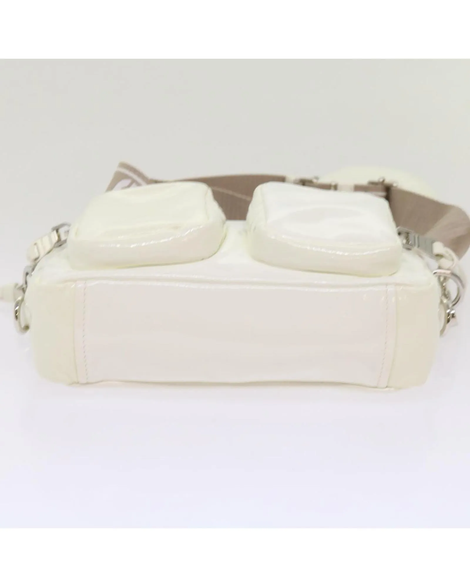 Enamel White Shoulder Bag by Miu Miu