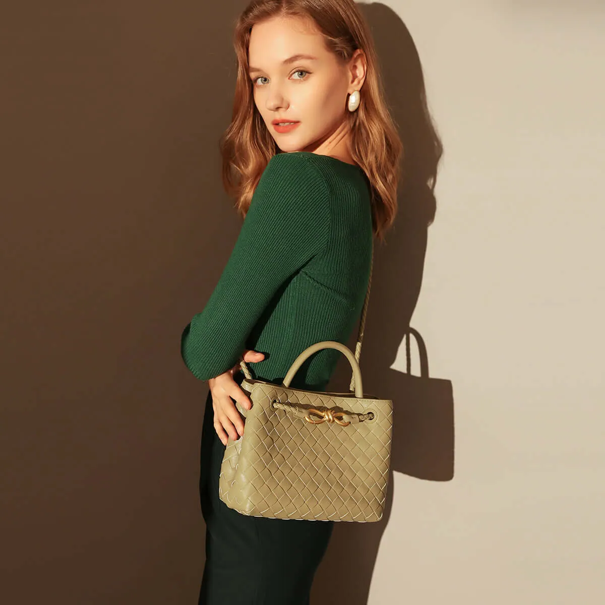 Mint Green Woven Tote Bag