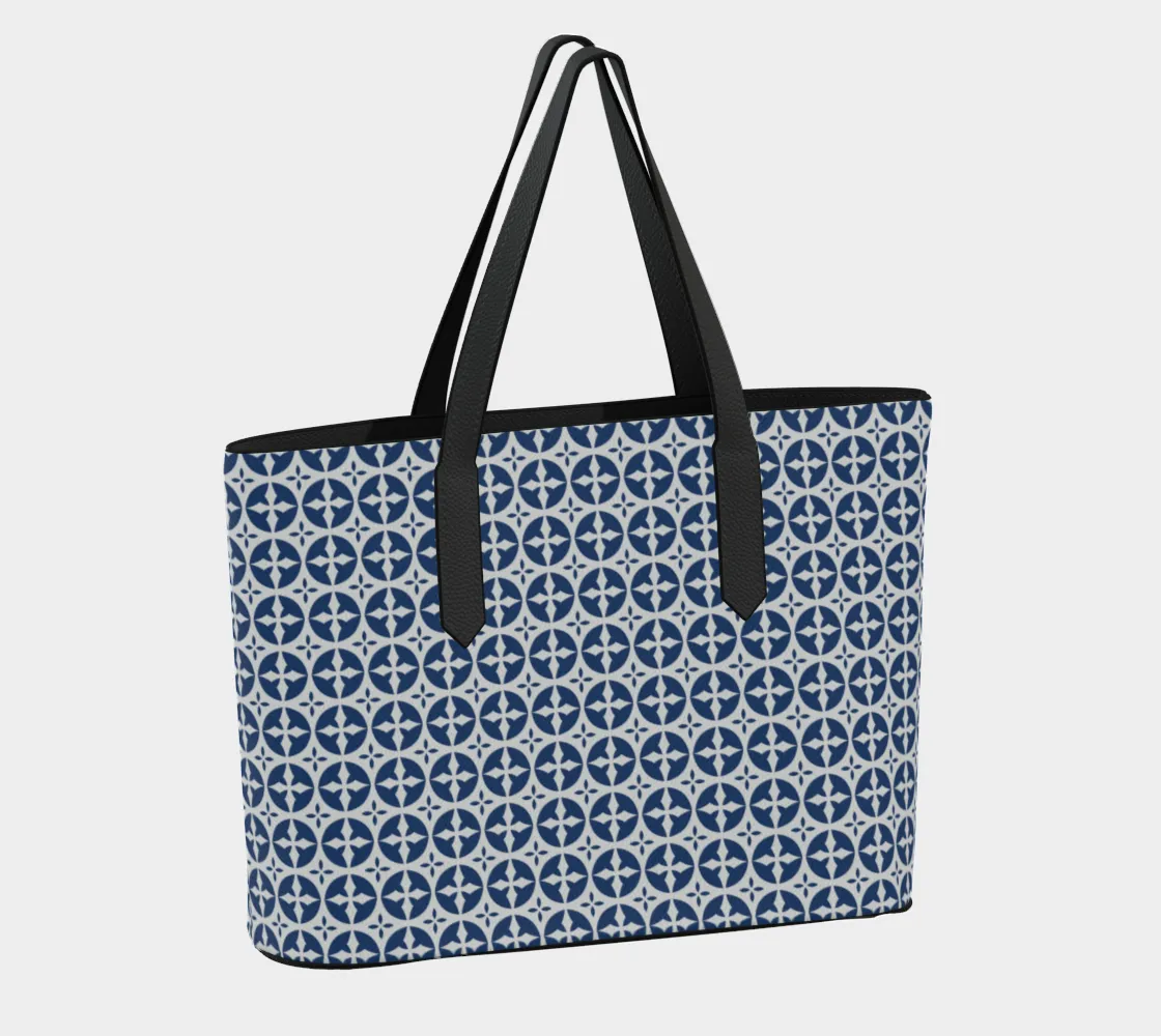 Santorini Blue Cross Vegan Leather Tote Bag