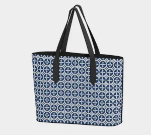 Santorini Blue Cross Vegan Leather Tote Bag