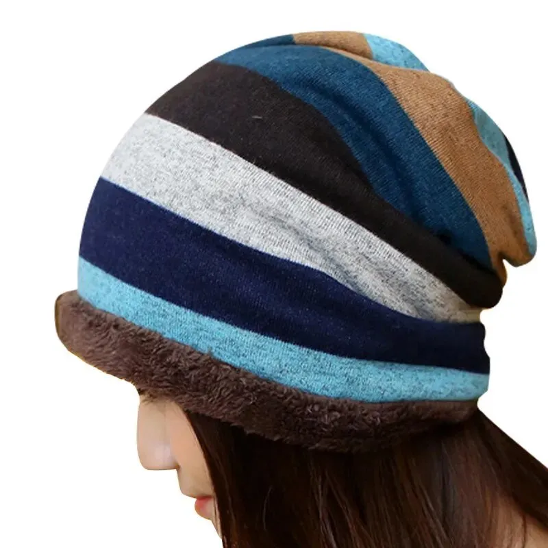 Stripped Beanie: Multicolored Slouchy Beanie