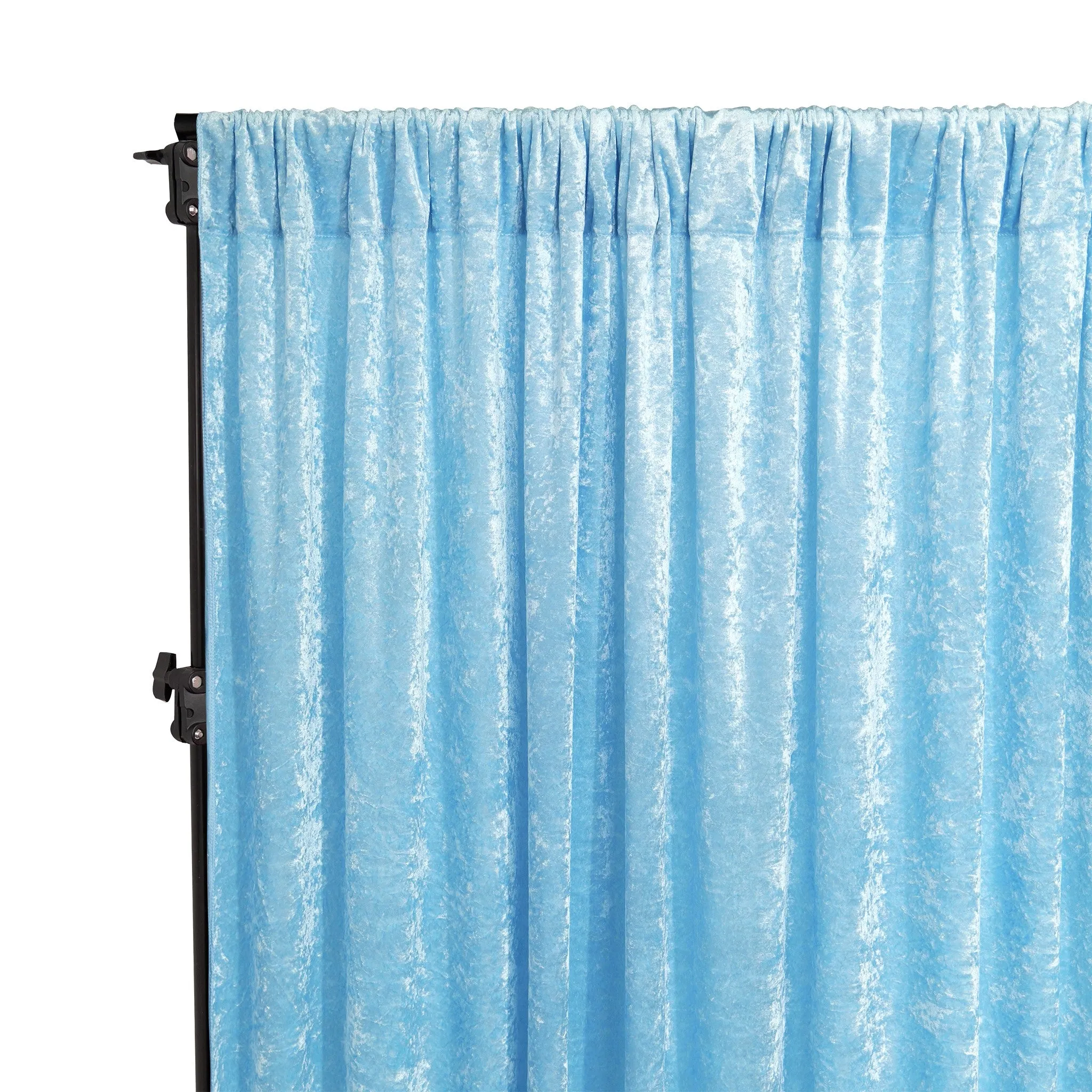 Velvet 10ft H x 52" W Drape/Backdrop Curtain Panel - Baby Blue